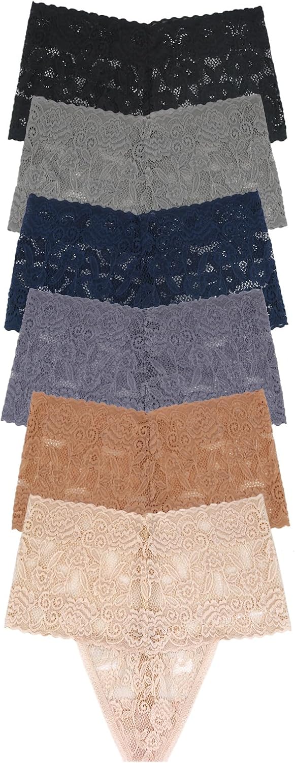 Women's High Waisted Retro Lace Thong Panties Seamless Plus Size Cotton Underwear - Image 6