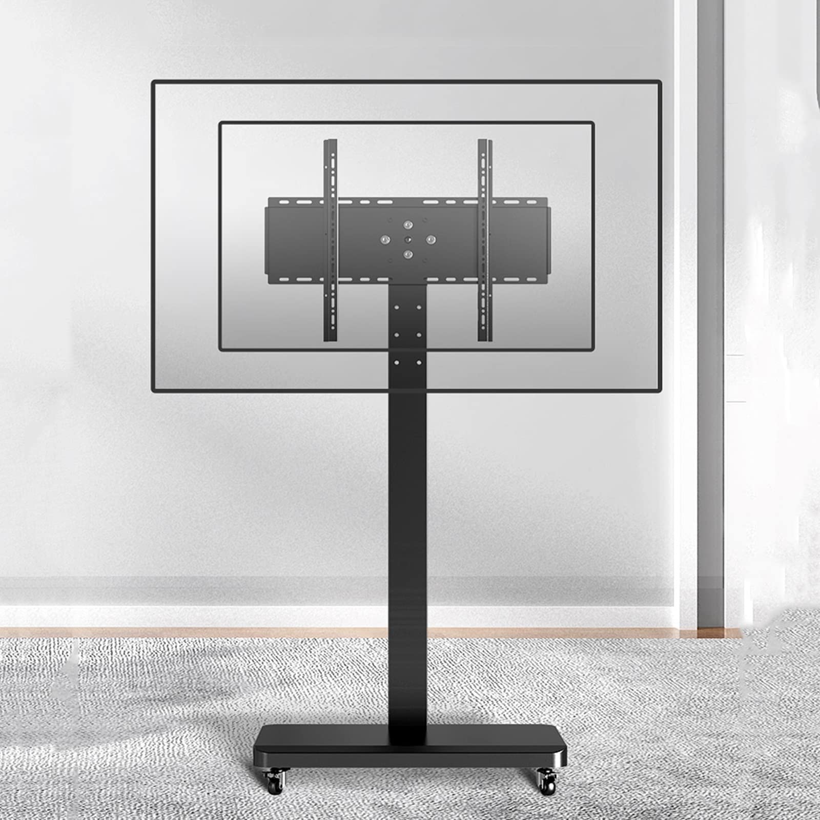 OLSKFUH Universal Tv Stand Mobile Tv Cart With Wheels For 32-65 Inch Screen, Height-Adjustable Rolling Tv Stand Hold Up To 60Kg/132Lbs, 0-90° Horizontal And Vertical Screen Switc,