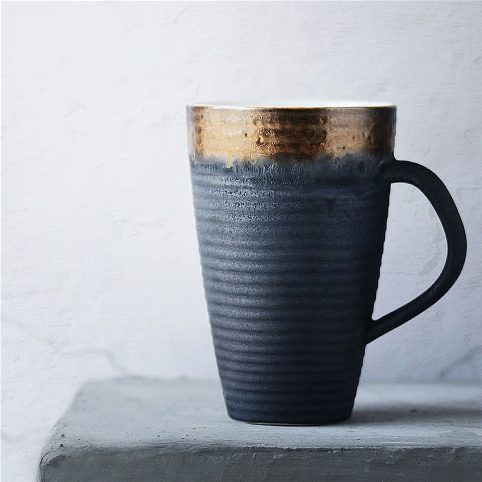 Kaffeetasse Becher 430ML Vintage Stil Becher Nachmittagstee Tasse Hause Frühstück Tasse Keramik Große Kapazität Kaffeetasse für Kaffee, Tee, heißen Kakao