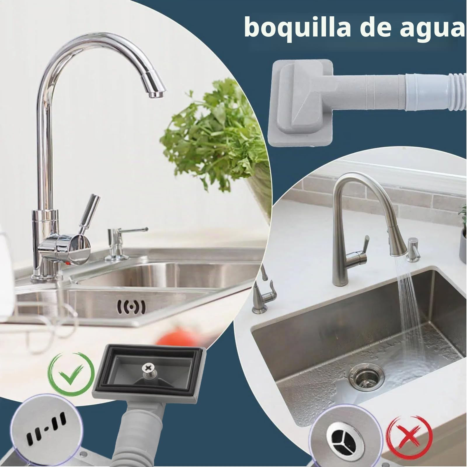 Manguera de Desagüe, Fregadero Doble Trampa de Residuos Tubo de Drenaje de Fregadero de Cocina Flexible Universal con Acero Inoxidable S Doblado para Baño Moderno