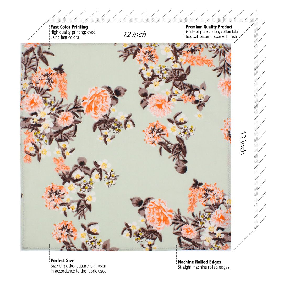 PELUCHE Covert Enlarged Floral Olive Open Bow Tie & Pocket Square Set for Men - Image 7 thumbnail