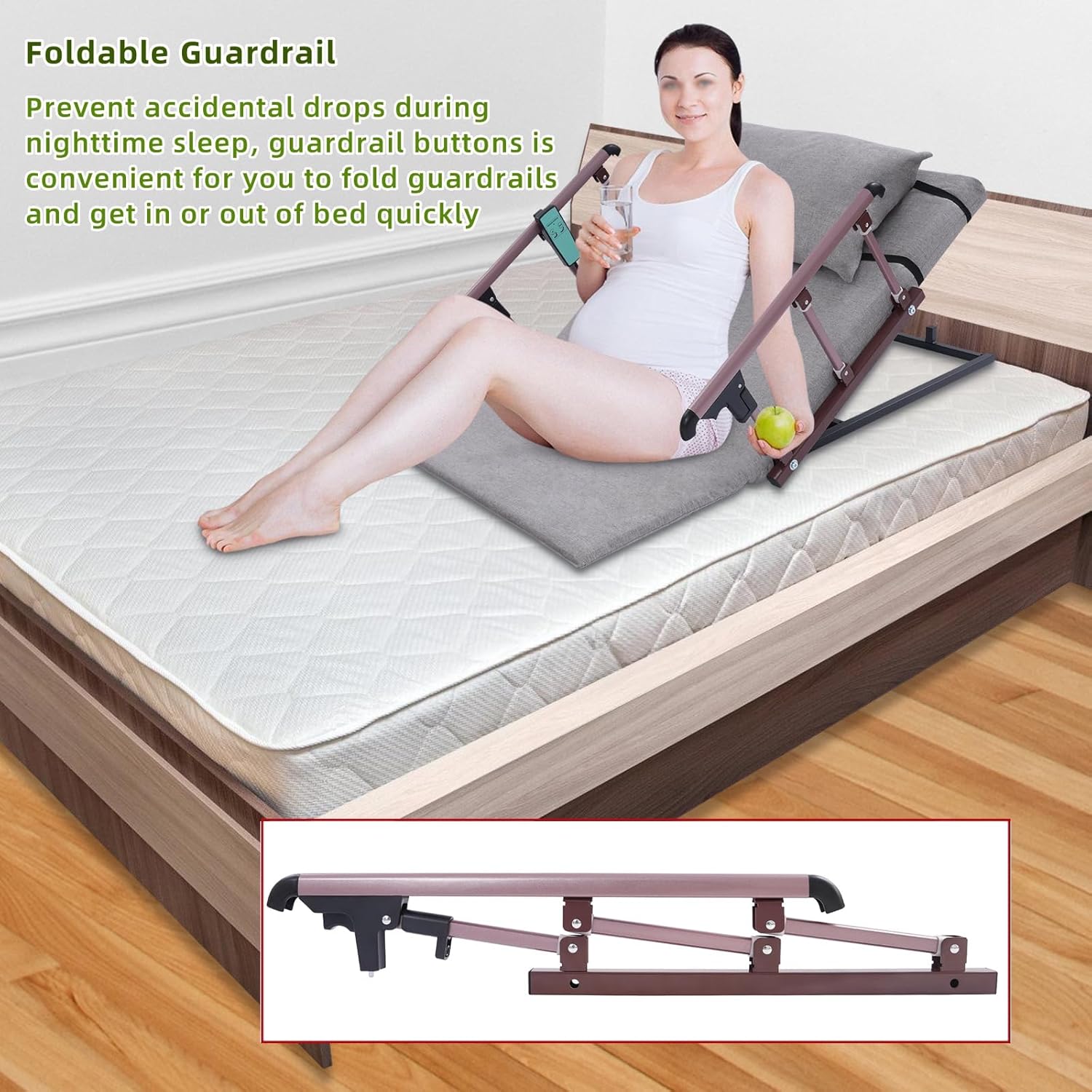Electric Lifting Backrest Adjustable Bed Back Rest Electric Auxiliary Backrest for Elderly Pregnant Women Back Lumbar Support, 660lbs Capacity, Folding Armrests, 47.2" Lx28.7 H