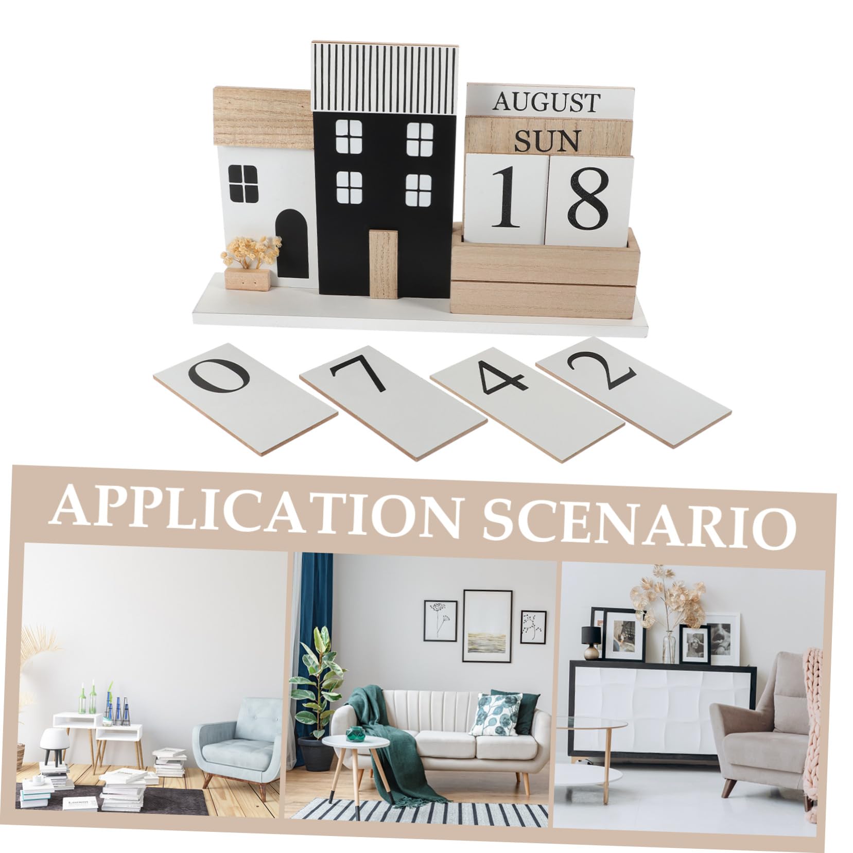 Calendario da Scrivania in Legno con Base Rustica Decorazione Artistica per Ufficio e Casa Dimensioni Visualizzazione Manuale di Data e Mese Planner Settimanale Essenziale