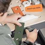 Kids Wooden Workbench, 61-Piece Tool Bench Set with Saw, Hammer, Spanner, Screwdriver, Nuts and Bolts, Chalkboard, Safety Goggle, Gloves, Construction Toy, Pretend Play for Boys, Girls Age 3+