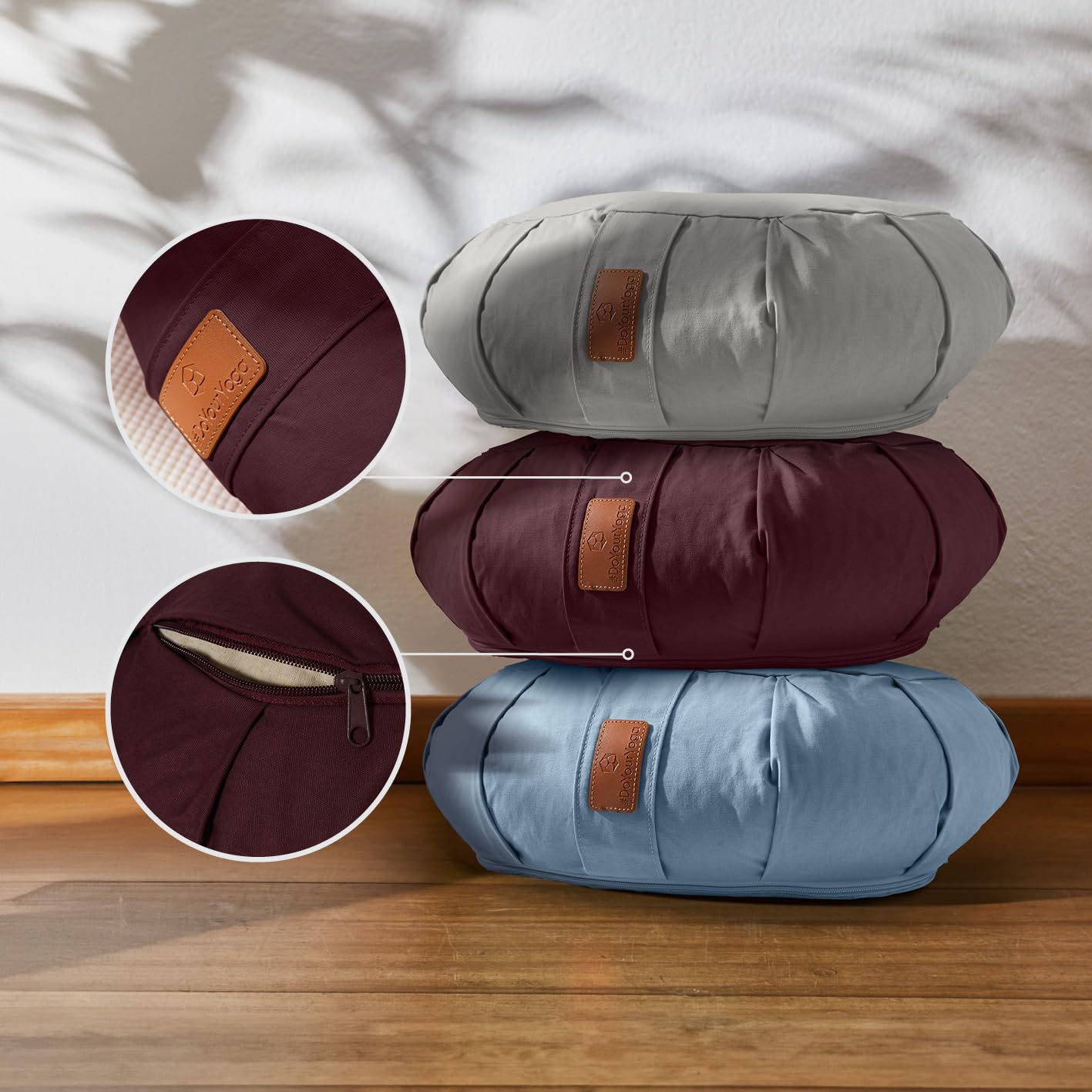 Cuscino da yoga tondo classico con cerniera / dimensioni: ca. 42 x 15 cm / cuscino da meditazione riempito con pula di farro di agricoltura biologica (kbA) – ideale come cuscino zafu / cuscino rondo / supporto per lo yoga e la meditazione / tessuto lavabi