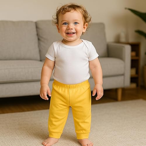 Miniatura 3 de SOBOWO Pantalones deportivos sólidos para bebé, unisex, de algodón, para recién nacidos, niñas de 0 a 24 meses