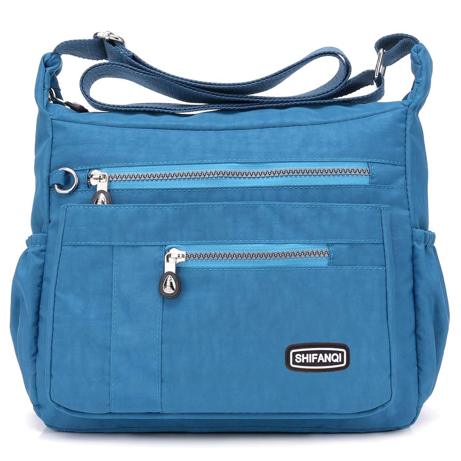 SHIFANQI Crossbody Bag for Women, Multi Pockets Waterproof Nylon Shoulder Handbag, Lightweight Crossbody Purse for Ladies