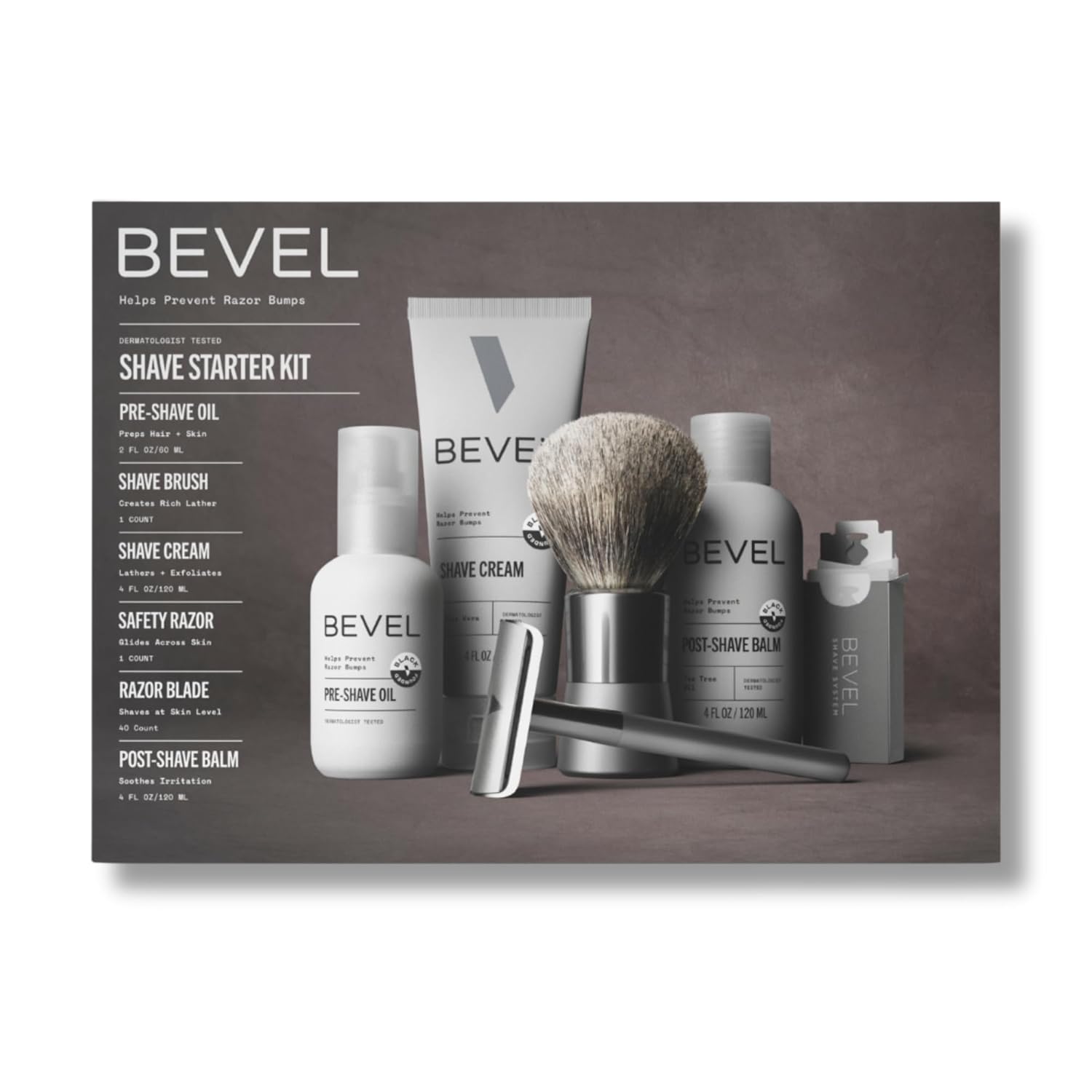 Bevel Shaving Kit for Men, Includes Safety Razor with 40 Replacement Blades, Luxury Shaving Brush, Pre Shave Oil, Shave Cream and Balm (Packaging May Vary) Bevel Shaving Kit for Men, Includes Safety Razor with 40 Replacement Blades, Luxury Shaving Brush, Pre Shave Oil, Shave Cream and Balm (Packaging May Vary)