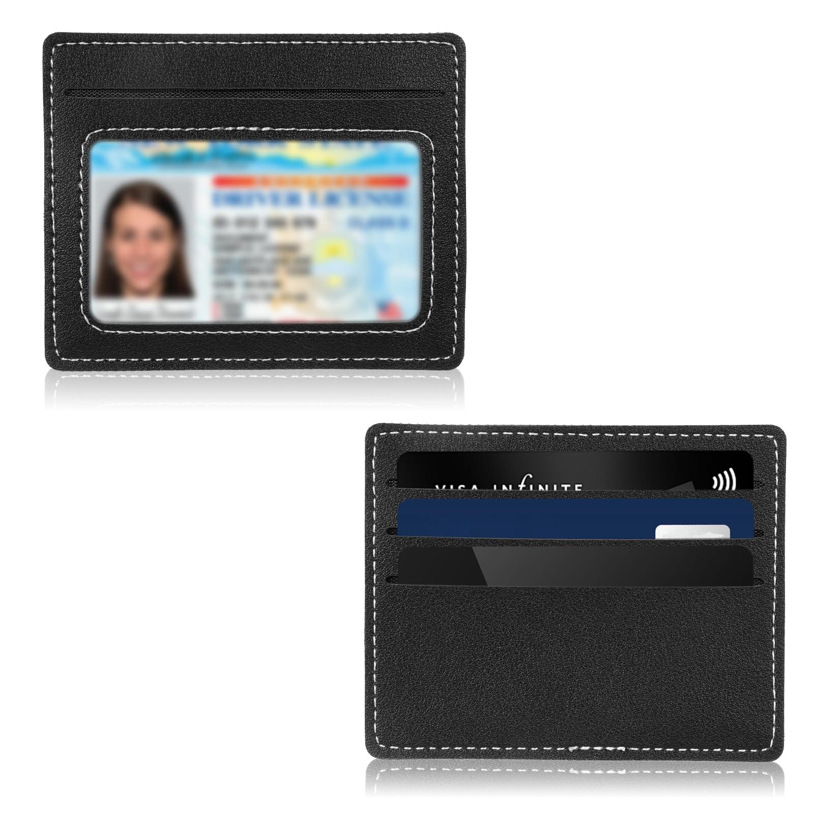 EupHHonycs Credit Card Holder Minimalist Slim Wallet Small RFID Blocking Card Cases Compact Thin Front Pocket with ID Window for Women Men(Black)