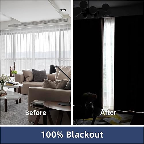 Miniatura 2 de Cortinas opacas de lino 100% negro para sala de estar, cortinas opacas de oscurecimiento de habitación para dormitorio, de doble cara, cortinas