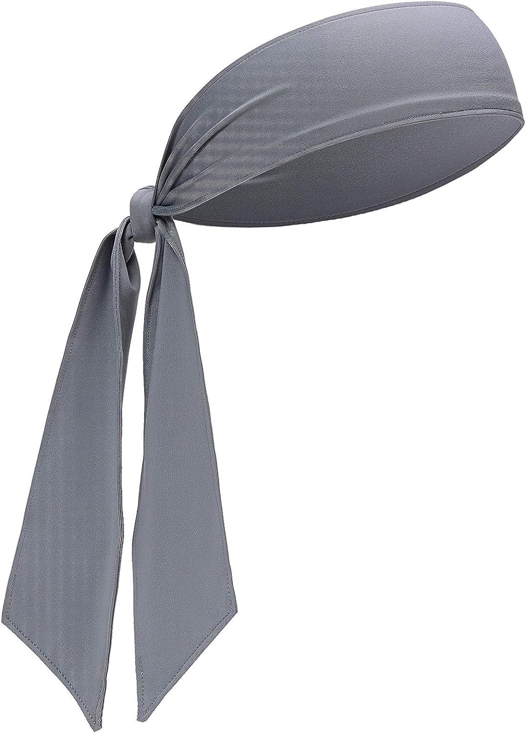 Heega Tie Headband Men Women Sweat Wicking Workout Running Sport Head Band for Cricket Yoga Golf Gym Camping Running Tennis (Grey)-image-15