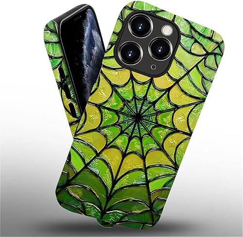 Miniatura 1017 de Funda para iPhone 11 Pro Funda, Diseño de Patrón de Mosaico de Vidrio en Tono Verde - Protección Dual Híbrida Silicona + PC Duro Resistente a Golpes