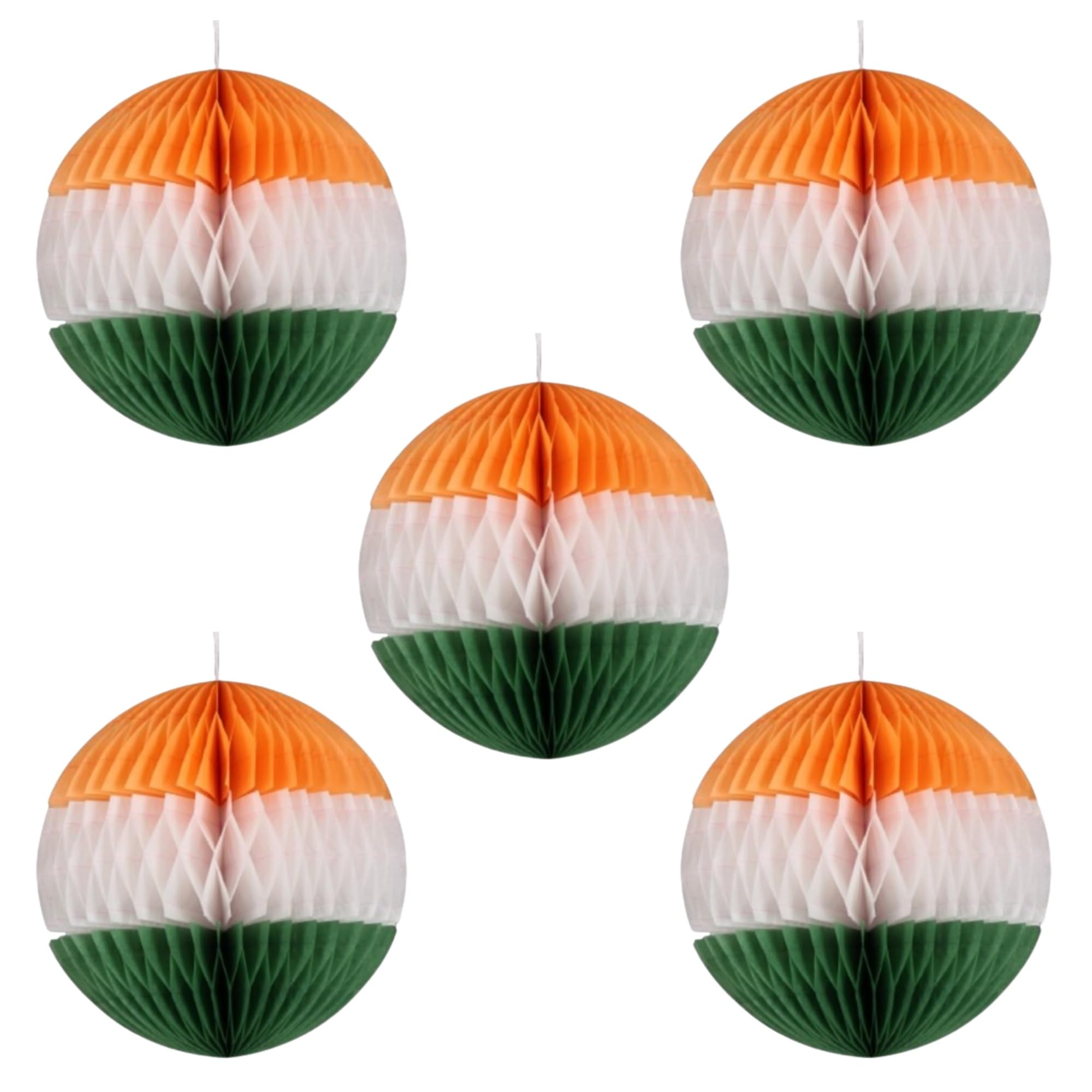 Atpata Funky Republic Day/Independence Day Tri Colour Tiranga Paper Honey Comb Balls (5pcs Papercomb)-image-10