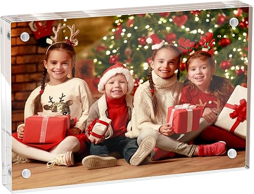 Fintie Marco de fotos de acrílico de 5 x 7 pulgadas, marco de fotos magnético transparente de doble cara, marcos de fotos de escritorio