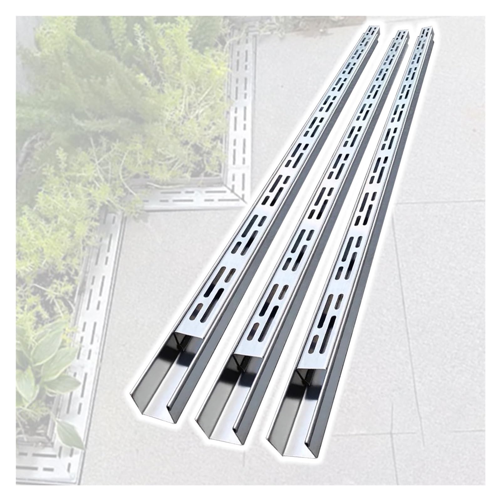 WQPMNYG Stainless Steel Trench Drain Grate 3-Pack - Slimline Drainage System for Yard, Patio, Driveway & Garage - Splicable Gutter Kit (15x4cm / 5.9x1.6in)