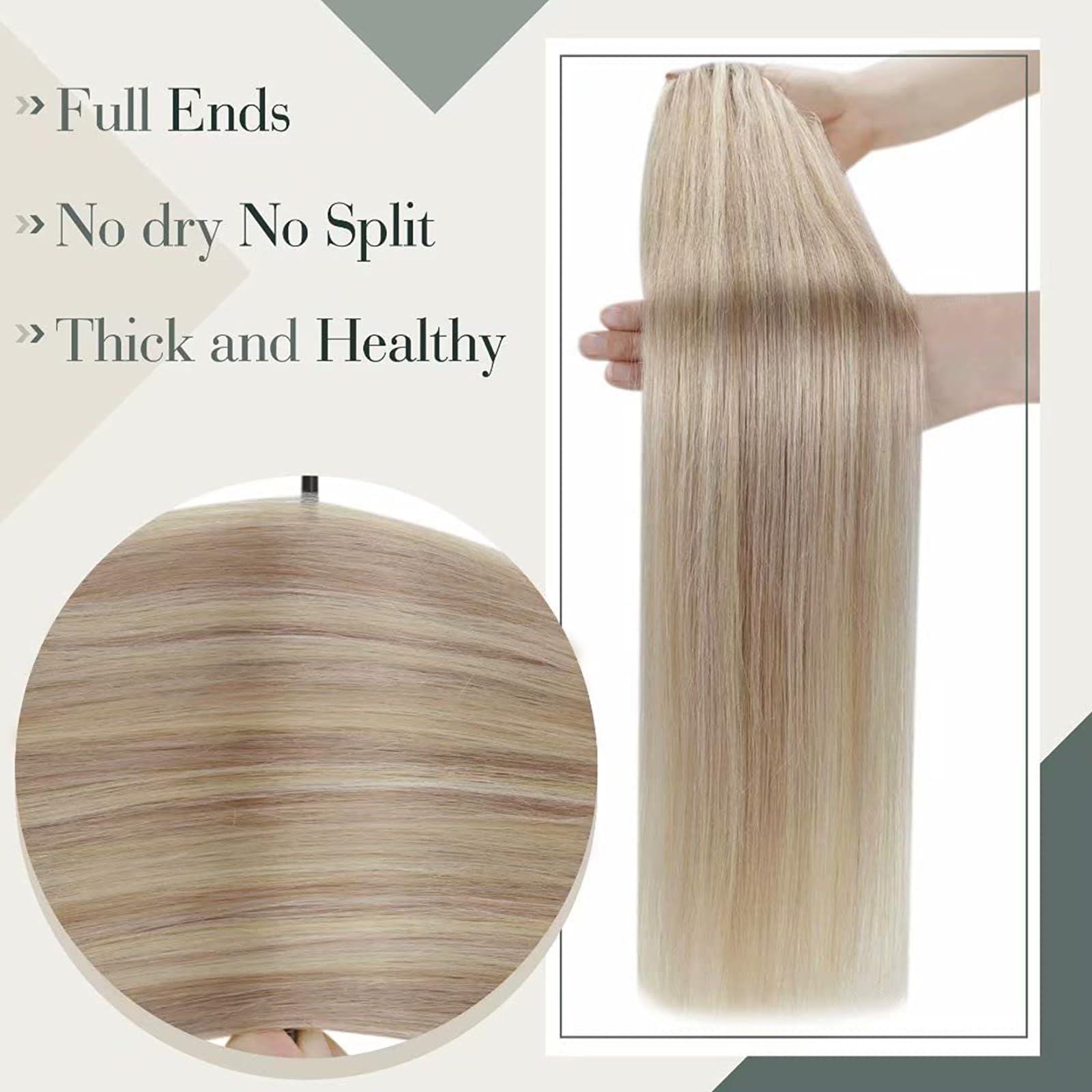 LaaVoo Micro Beads Hair Extensions, Highlight Ash Blonde & Platinum Blonde Real Human Hair Remy Straight - Image 4