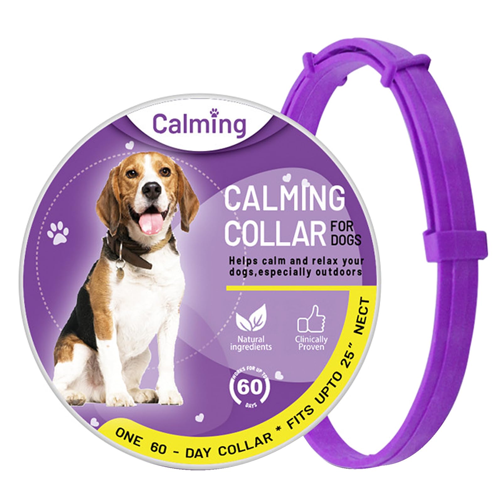 Kyaoayo Calming Collar for Dogs Pheromone Soothing Collar for Anxiety Stress Adjustable Size, Safe and Effective (Purple)