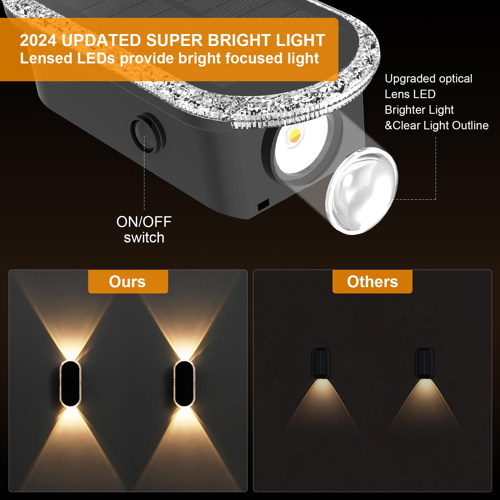 AGOTD Luci Solari da Parete Esterno Sopra e Sotto, 3 Temperature Colore LED, Impermeabile IP65, Luci Giardino, Cortile, Balcone, 4 Pezzi