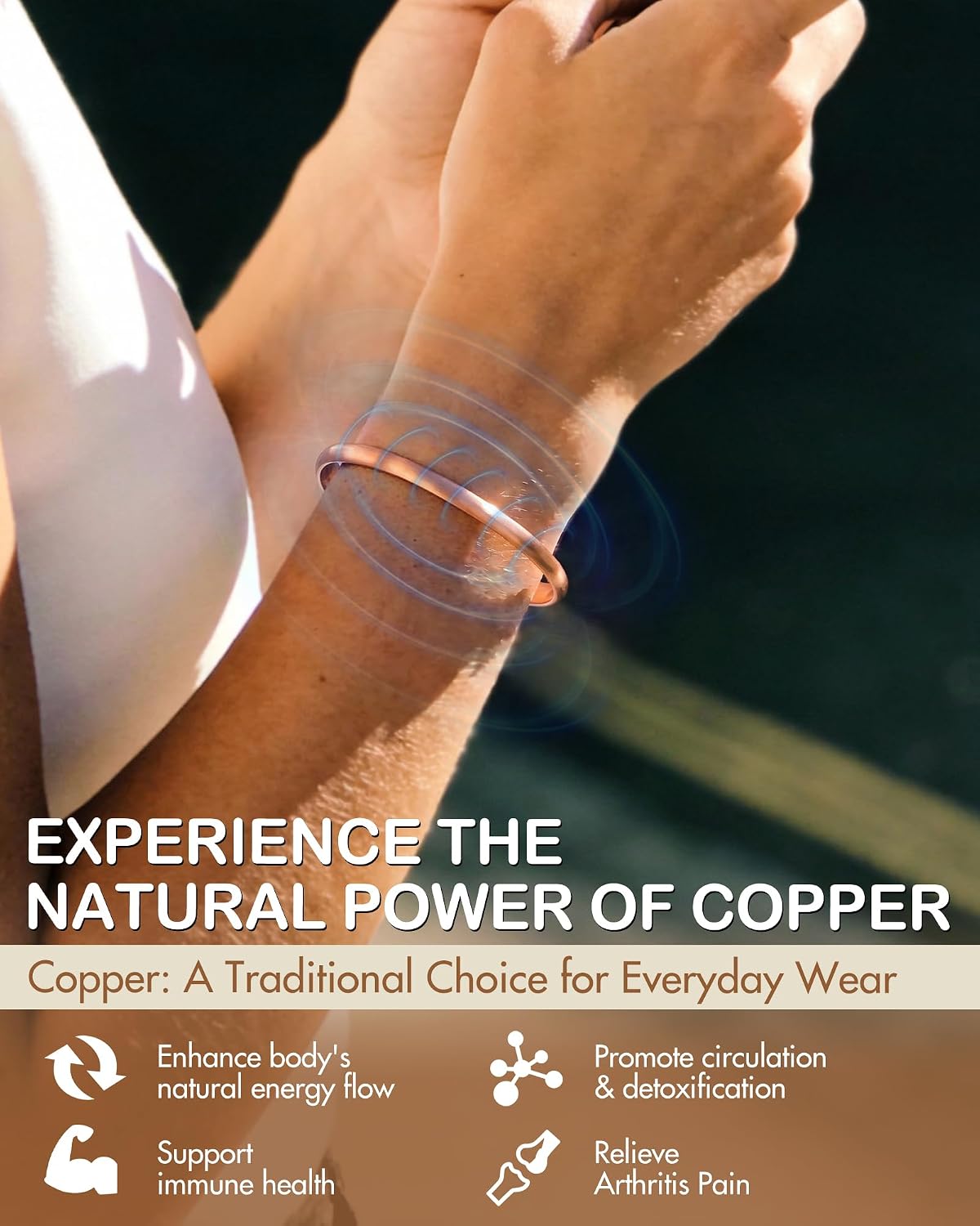 Feraco Copper Bracelet for Men & Women, 100% Solid Pure Copper Cuff Bangle