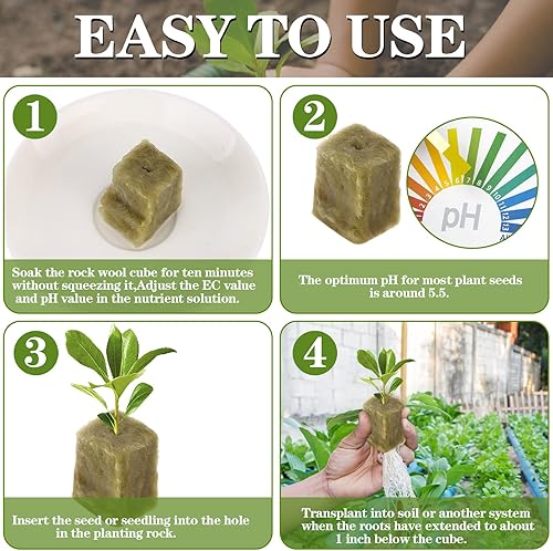 Miniatura 3 de 400 cubos de lana de roca de 1 pulgada para hidropónico, cubos de cultivo de lana de roca, tapones de iniciación para iniciación de semillas sin