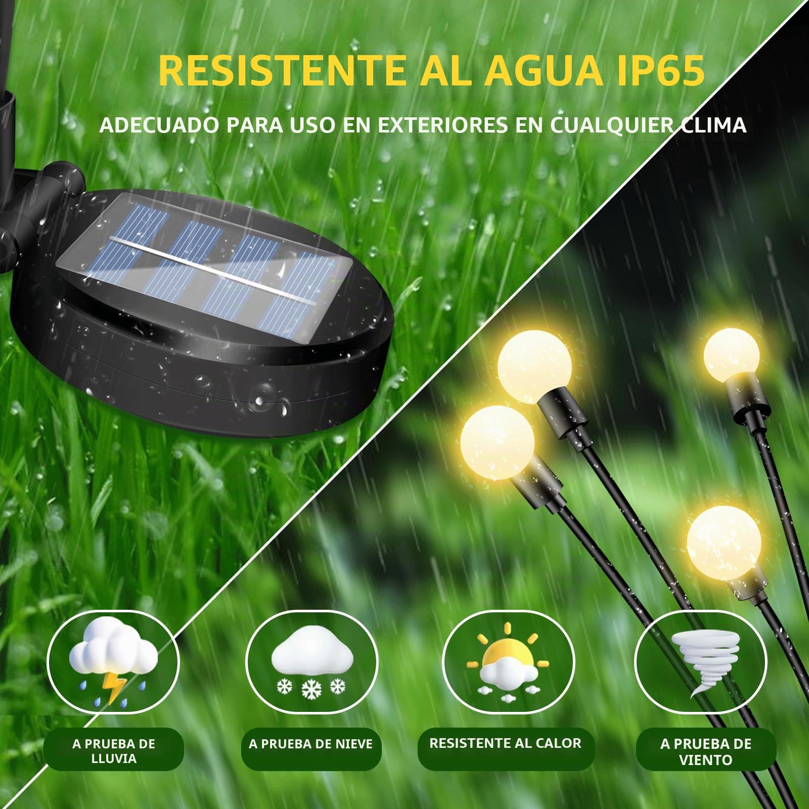 SCNNC Luces Solares de Luciérnaga, 8 LED Luz Solar Exterior Jardin Decorativa IP65 Impermeable Blanco Cálido, Luces Luciernagas Solares para Jardín Decoración Nocturna Patio Balcón, 4 Piezas