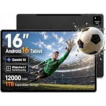 MESWAO 16 Inch Android 16 Tablet, Widevine L1 Certified 1920x1200 IPS Pad | 8GB RAM 256GB ROM, Helio G99 Octa-Core, 30W Fast Charge 12000mAh Battery, Digital Sheet Music Reader for Musicians