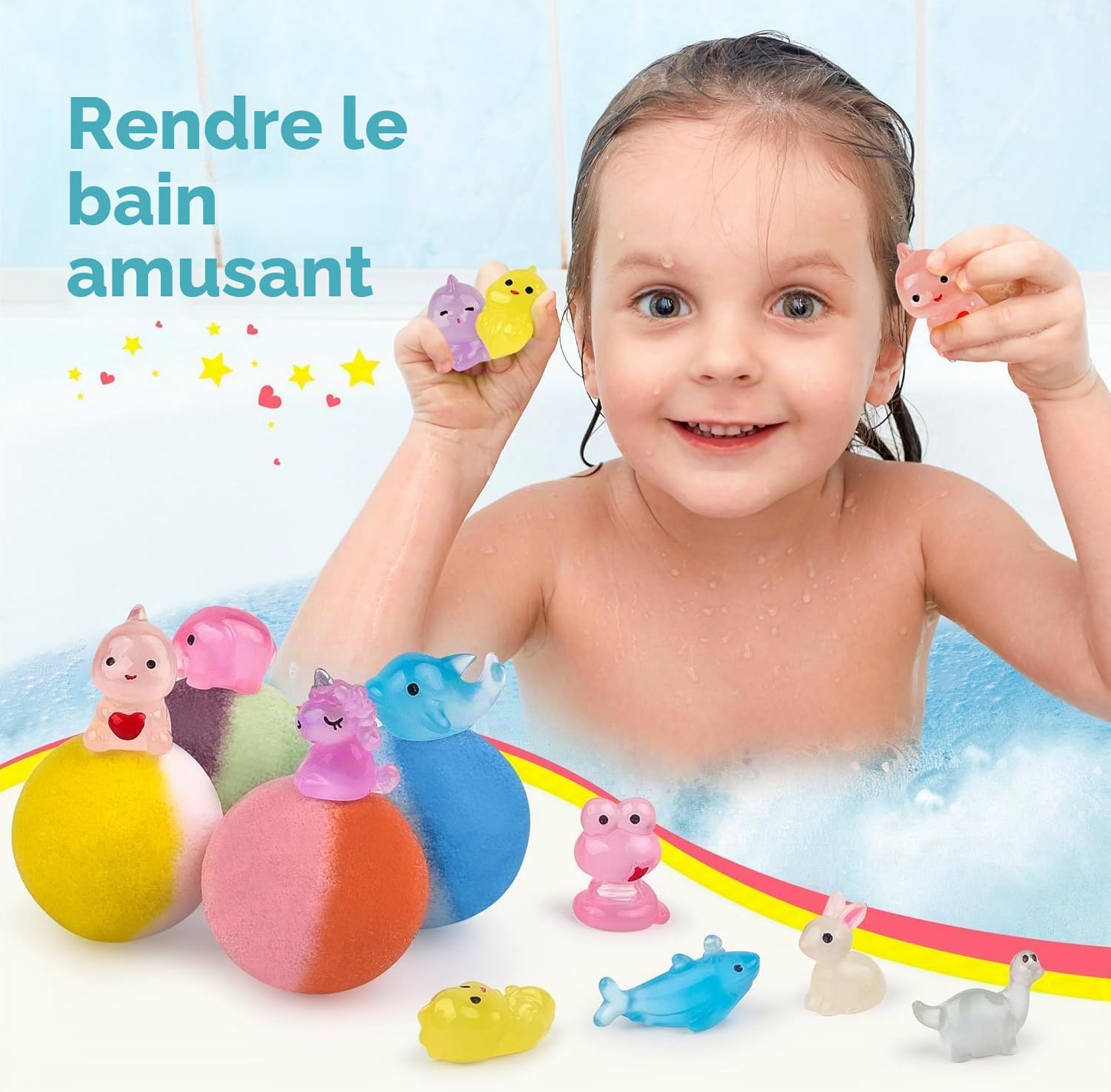 Lot de 30 bombes de bain pour enfants avec jouets à l'intérieur, bombes de bain moussantes naturelles et biologiques avec surprise phosphorescente à l'intérieur, cadeau parfait pour anniversaire