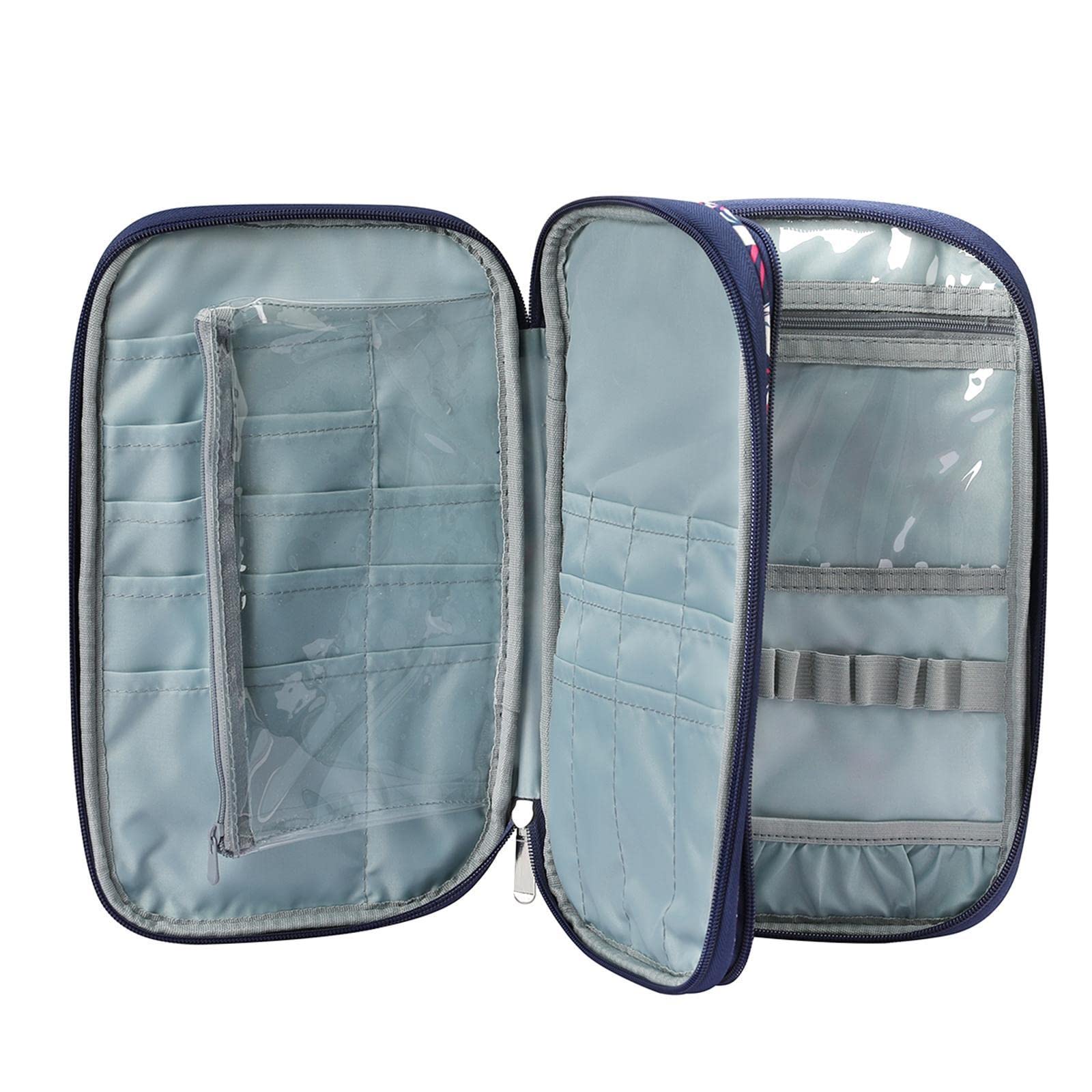 Juego de 3 fundas largas para agujas de tejer Oxford, bolsa de almacenamiento, bolsa de almacenamiento con hojas moradas