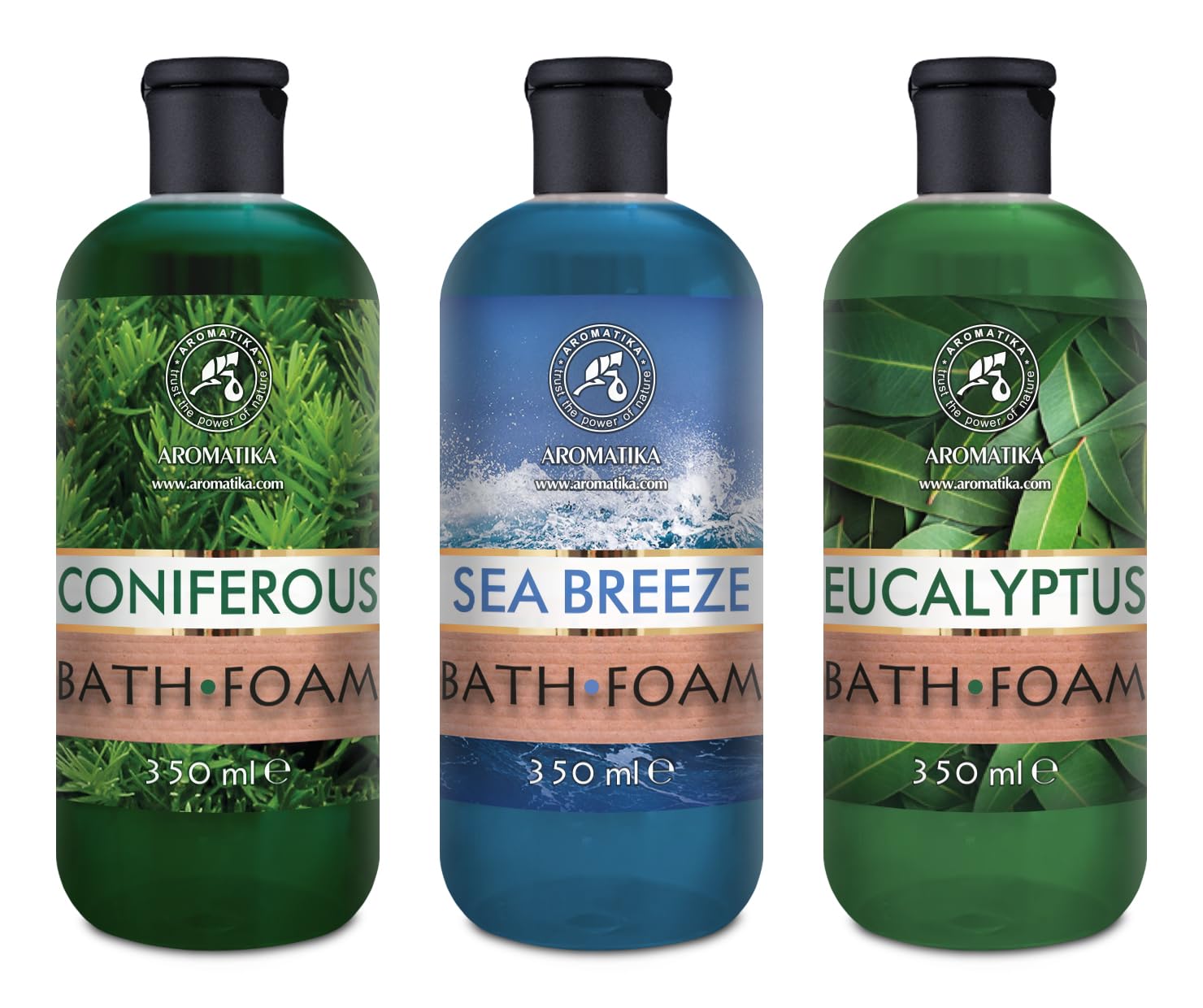 Espuma Baño Set Coníferas & Brisa Marina & Eucalipto 3x350ml - Cuidado del Cuerpo - Relajación - Aroma Fresco - Aromaterapia - Spa - Baños de Burbujas - Belleza