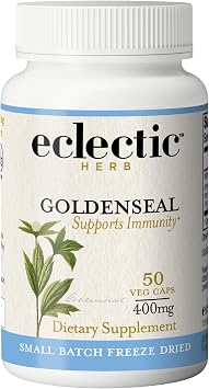 Eclectic Herb - Goldenseal Capsules | Supports Immune Function | Supports Healthy Sinuses | Supports Mucous Membrane Health | Vegan, Non-GMO, Gluten Free, Freeze-Dried 50 CT | 400 mg