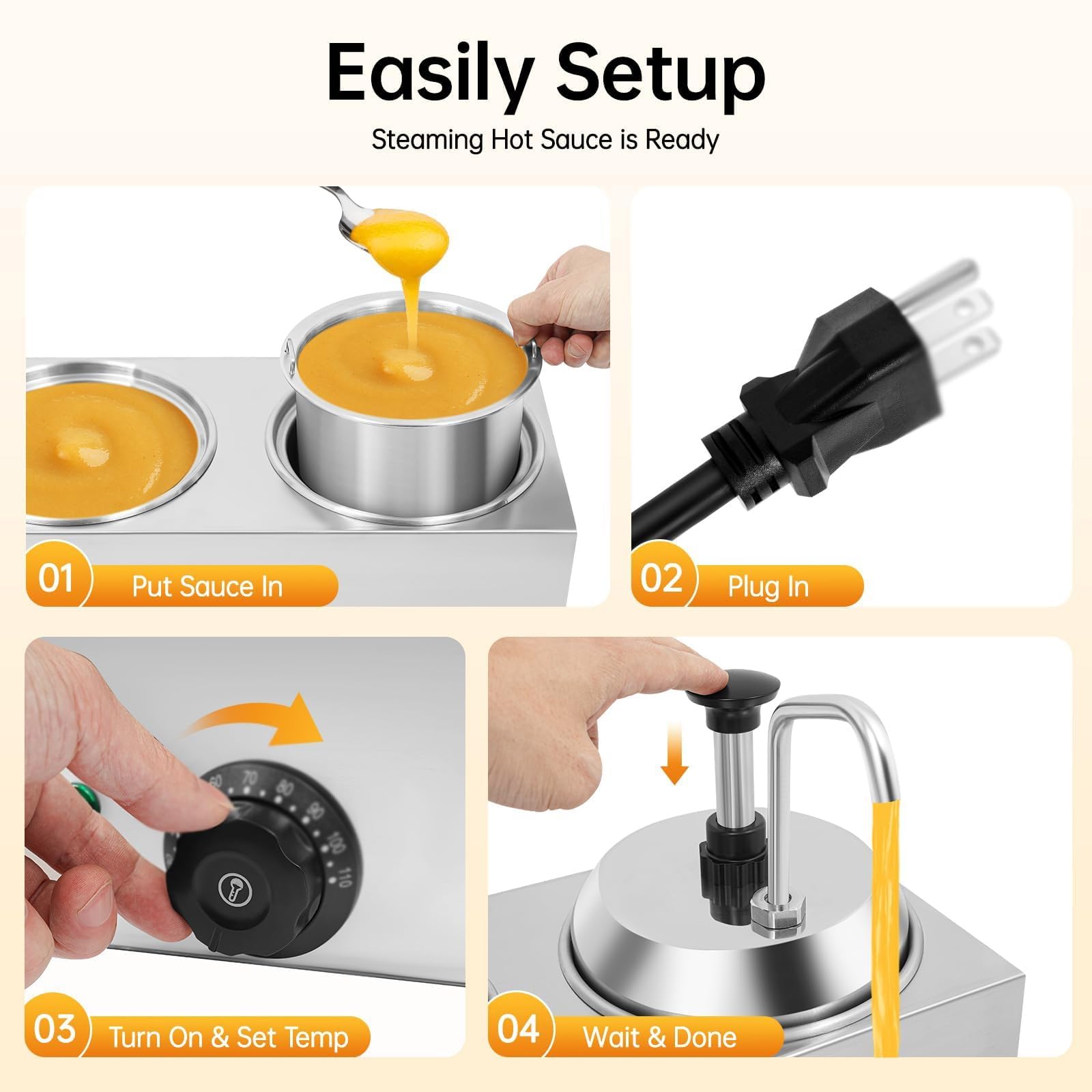 Calentador Comercial de Salsa de Chocolate, Máquina Eléctrica para Derretir Salsas con Bomba, Temperatura Ajustable, Dispensador de Queso Nacho, Máquina de Conservación de Calor para Mermelada One