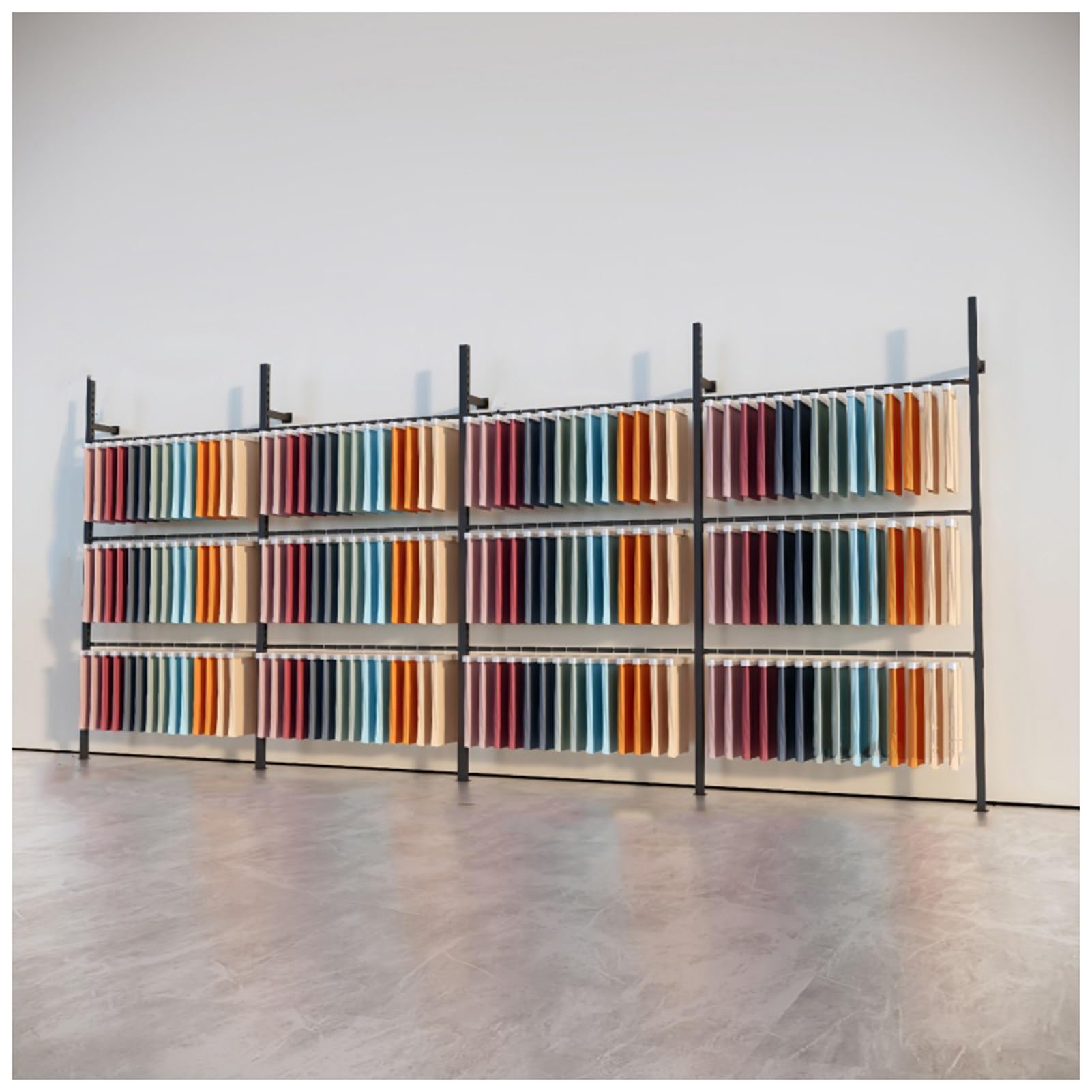 Generisch Verstellbarer Stoffmusterständer, Wandregal für Textilrollen, großes Schal- und Unterwäscheregal für Einzelhandelsgeschäfte und Boutiquen (550 x 240 cm)