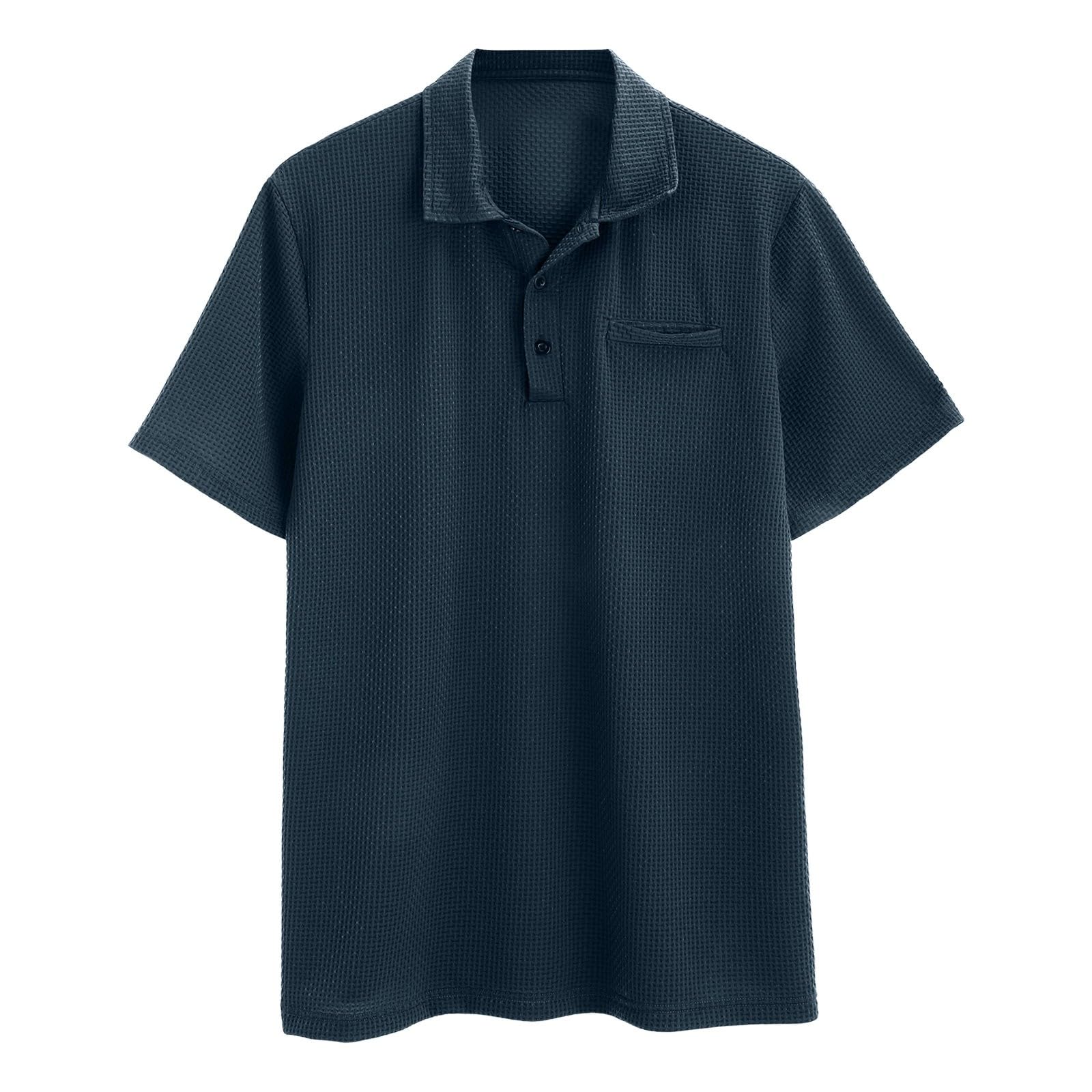 riou Polos Breeze Hombre Manga Corta - Barriga Cervecera, Elástica y Secado Rápido, Cuello Texturizado para Golf y Casual Trabajo Transpirable Ultra Cómoda