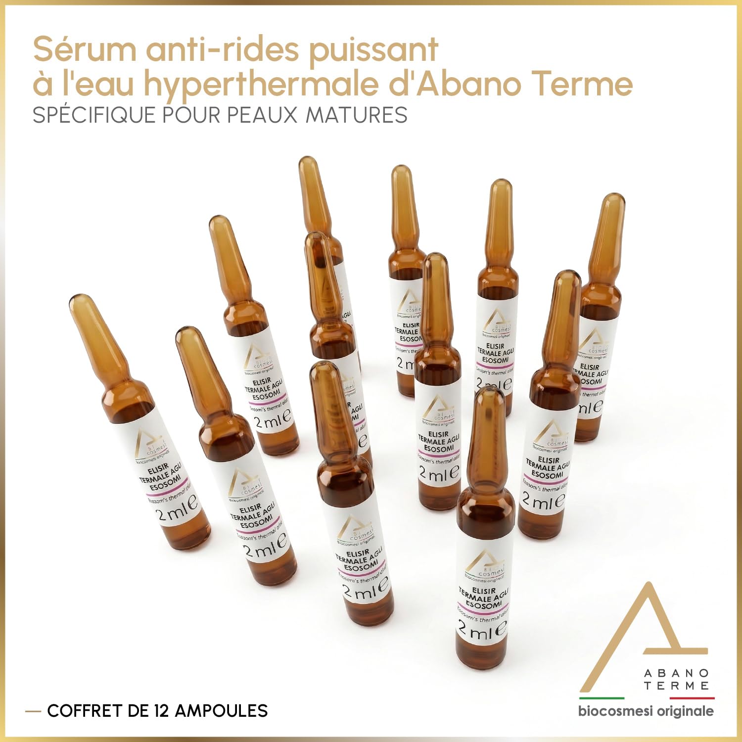 12 Ampoules Sérum Visage Effet Lifting Immédiat et Combleur de Rides - Acide Hyaluronique Pur et Exosomes de Centella, Soin Anti-Âge Puissant, Contour des Yeux, Skincare Bio et Cruelty Free