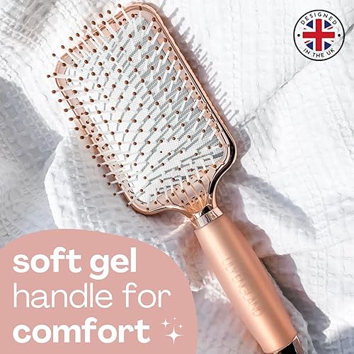 Miniatura 8 de Cepillo desenredante rizado y cepillo de paleta de oro rosa blanco  Elegante cuidado del cabello, dúo suave desenredante y estilo suave, elegante