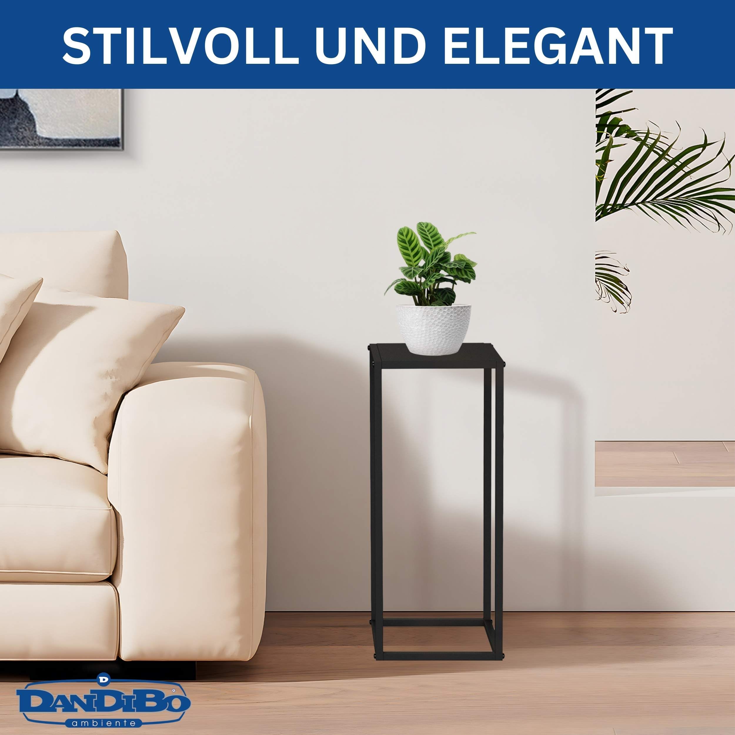 DanDiBo Pflanzenständer Metall Schwarz Eckig 2er Set 60 cm und 70 cm Beistelltisch Blumenhocker Blumenständer Blumensäule Design Modern Pflanzenhocker