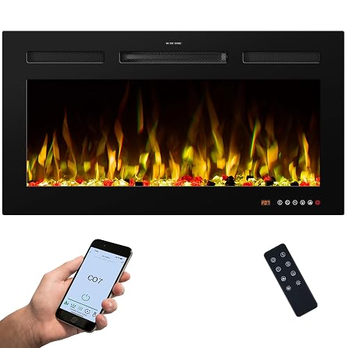 33" Electric Fireplace Insert Recessed & Wall Mounted, Slim Large