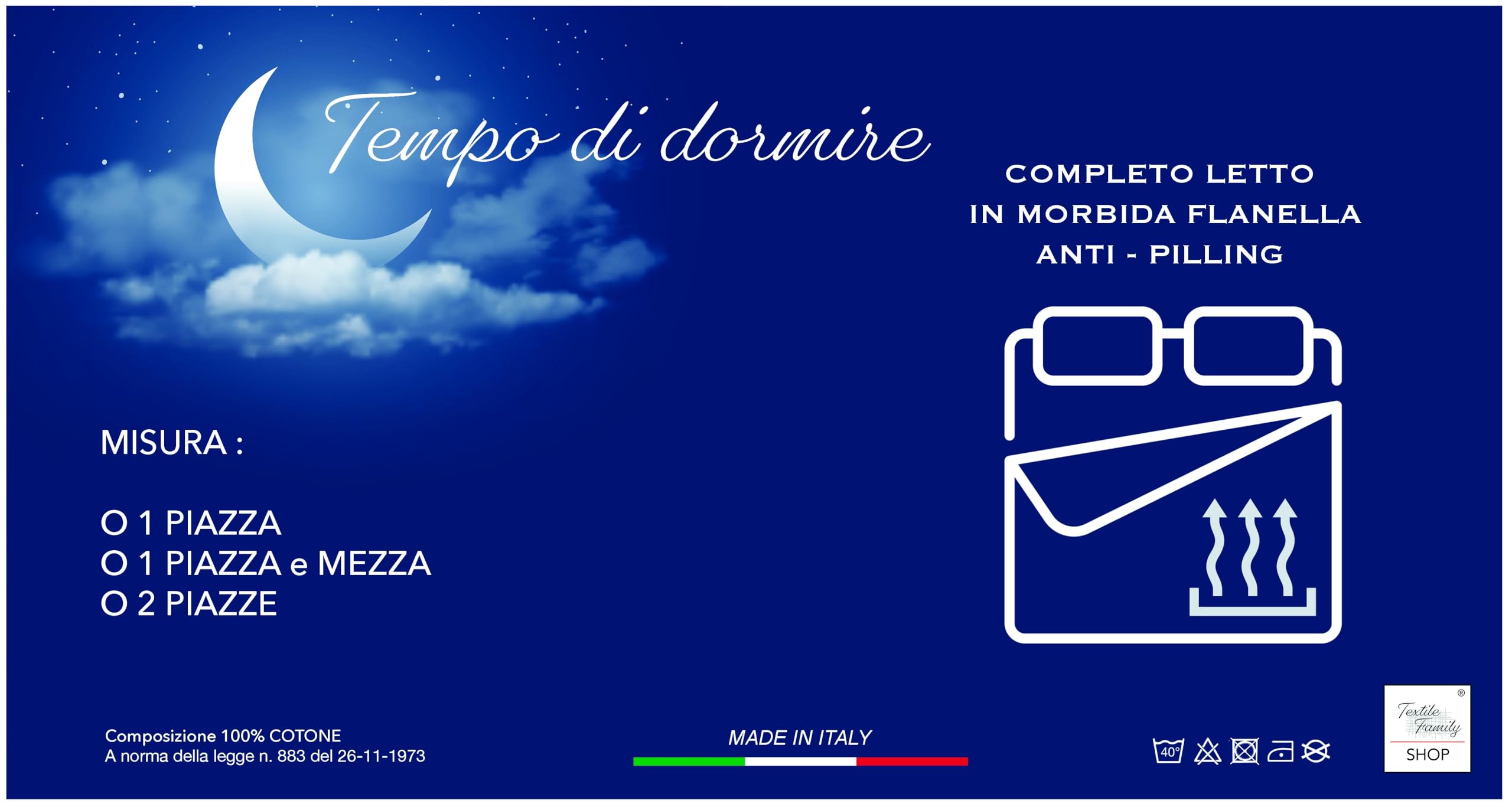 Tex family Juego Completo de Sábanas de Invierno de Franela Lisa Blanca – 100% Algodón Felpudo, Anti-Pelusa, Cálido & Suave, Fabricado en Italia - Para Cama de 1 Plaza