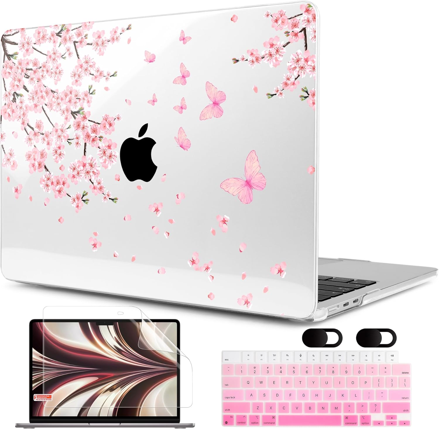 MEEgoodo Case for M4/M3/M2 MacBook Air 13.6 inch Case 2025 2024 2022, Fit Model A3240/A3113/A2681, Laptop Hard Shell with Keyboard Cover Compatible with MacBook Air 13 inch, Cherry Blossoms