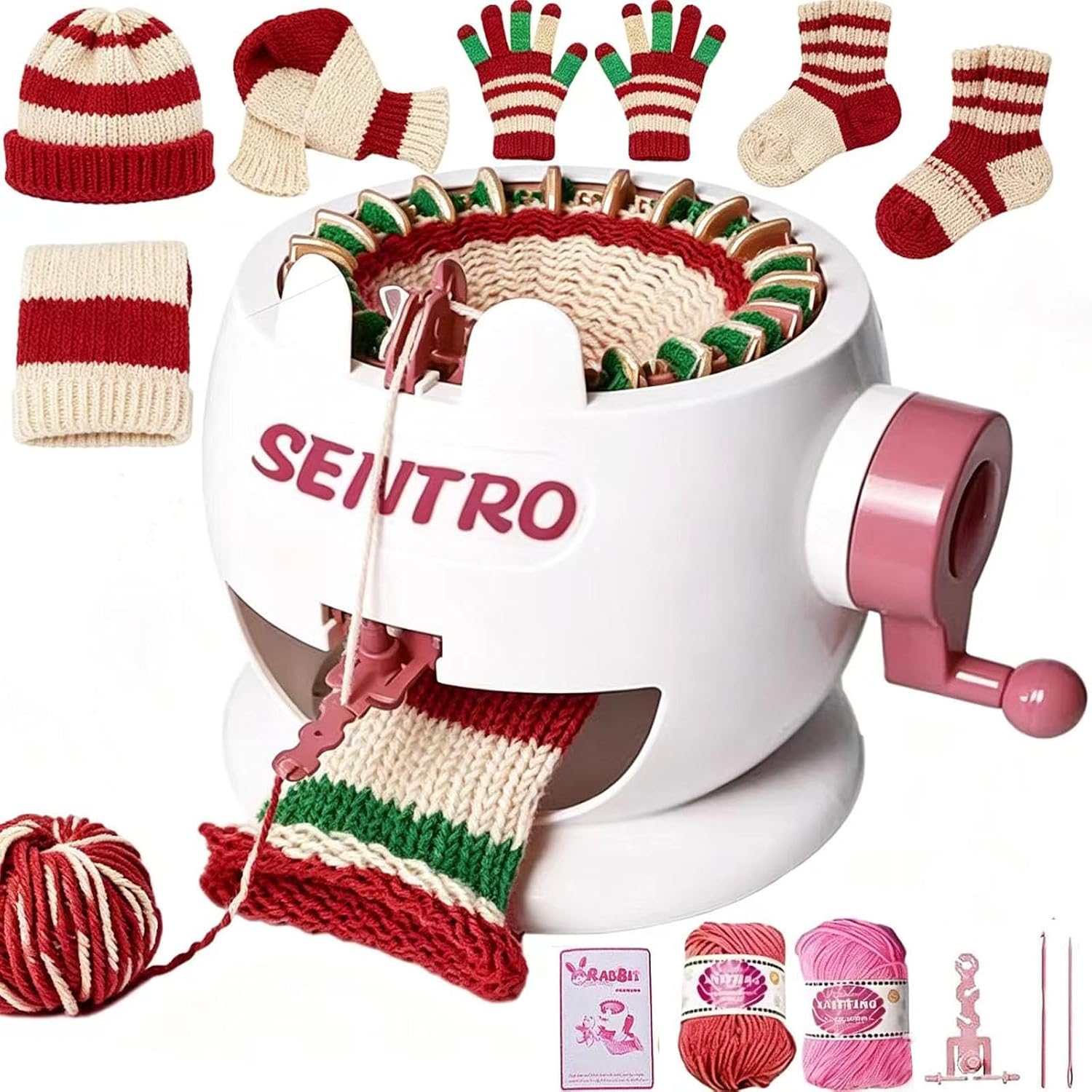 SENTRO Knitting Machine, 22 Needles Knitting Loom Machine,Smart Automatic Crochet Machine for Adults,Beginners and Kids,Circular Knitting Maker Machine Kit for Hat,Sock,Scarf,Glove,Knitting Kit