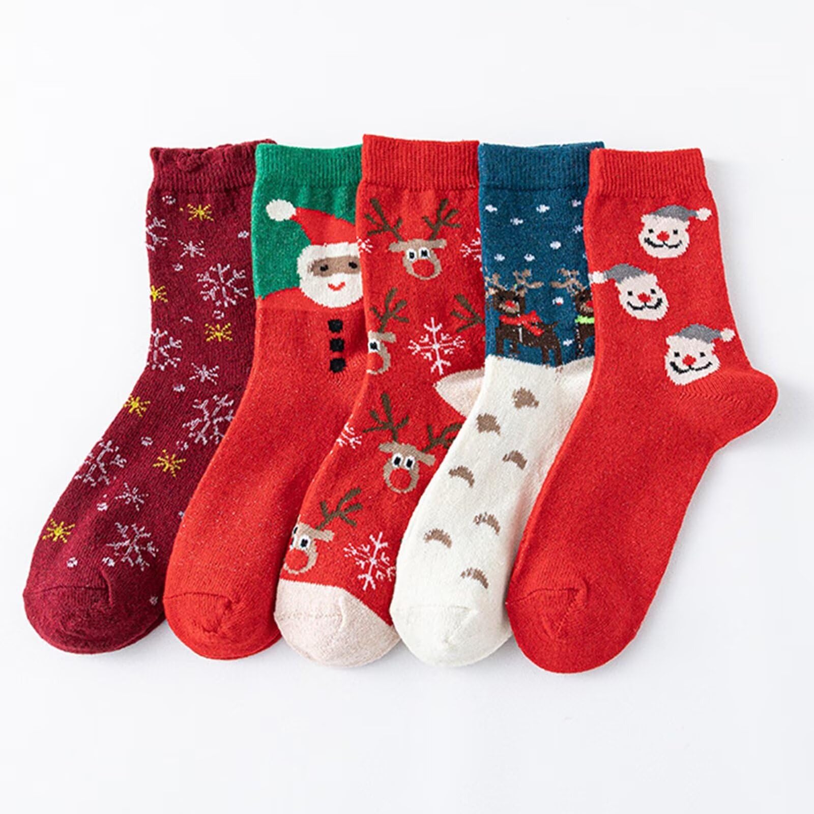 Set di calzini natalizi, 10 paia di calzini natalizi in caldo cotone con scatola per regali di Natale per famiglie adolescenti