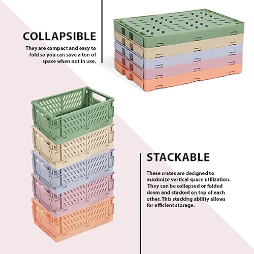 Miniatura 5 de monomono Paquete de 5 cestas plegables de plástico para organización de almacenamiento de estantes, ideal para la cocina del hogar, aula y