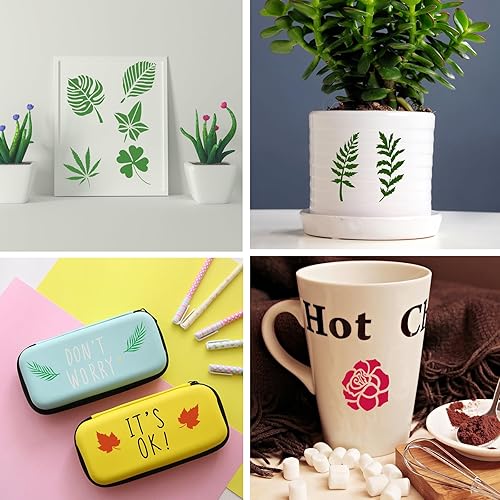 Miniatura 6 de 28 plantillas de hojas para pintar sobre lienzo, reutilizables, helechos de palma, tortuga, plantilla de hojas tropicales para manualidades,