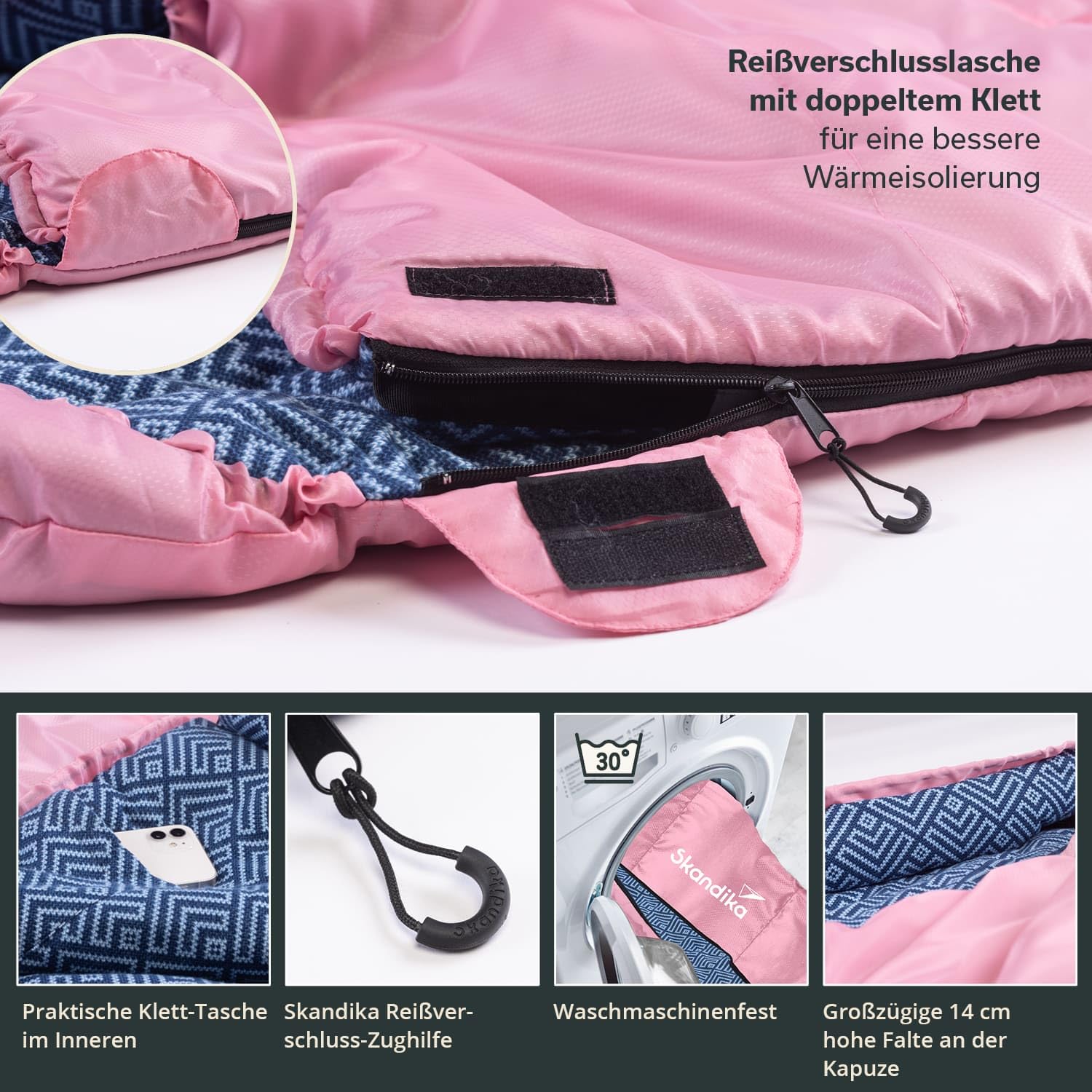 Skandika Deckenschlafsack Dundee Flanell | Baumwolle, Luxus-Qualität, koppelbar, Doppelschlafsack, 3 Jahreszeiten, bis -20°C, 220 x 80 cm/ 220 x 160 cm | Outdoor Camping Schlafsack