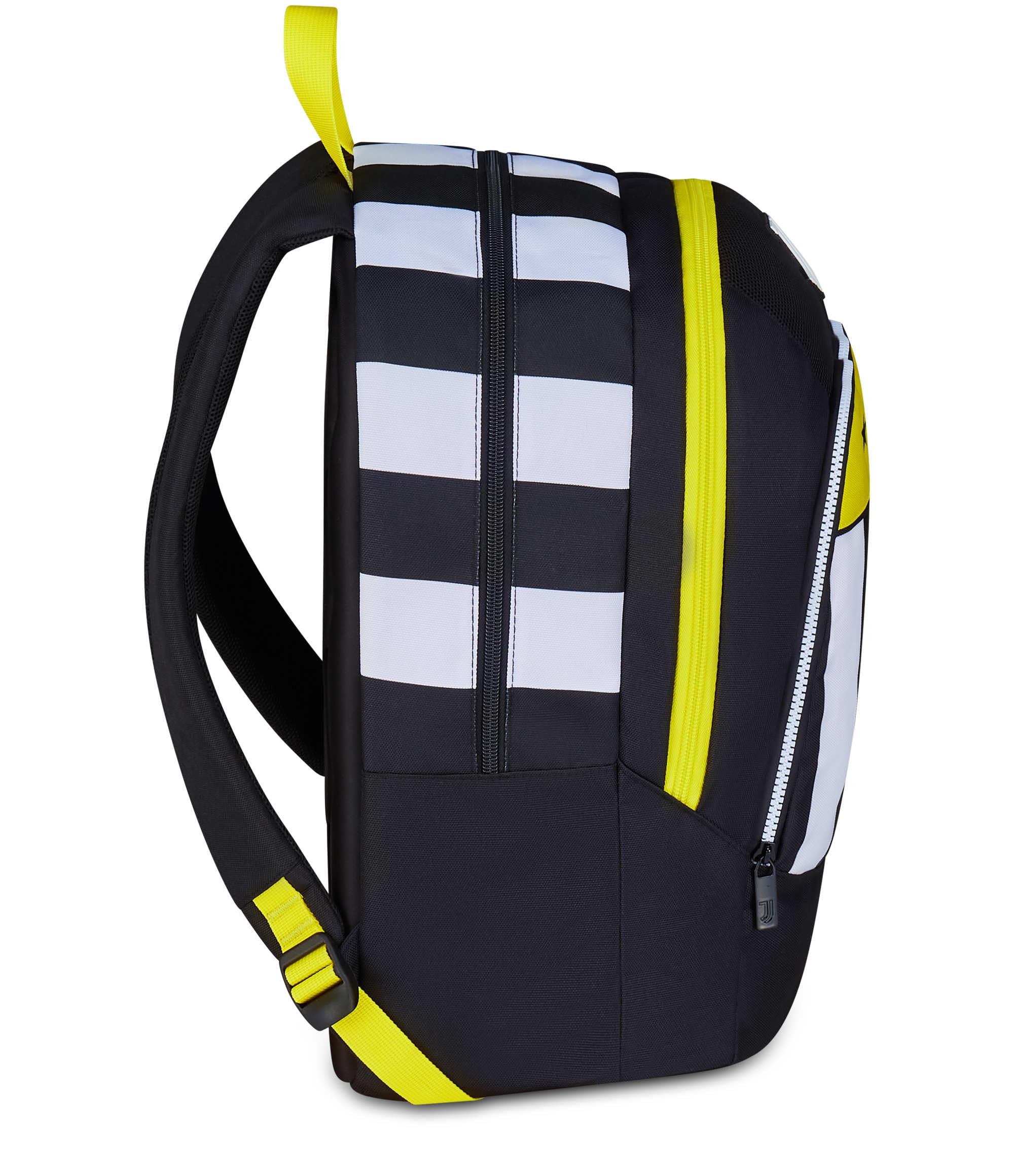 Seven Juventus Zaino Scuola Advanced, Bianco e Nero, Doppio Scomparto e Tasca per Borraccia, 29 L,Scuola Elementare, Zaino Bambino Calcio