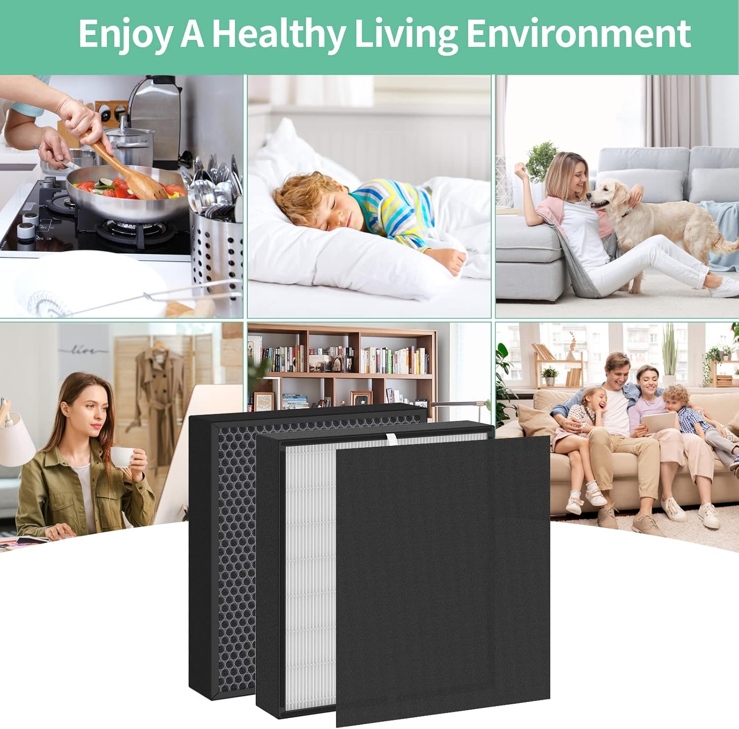 2-Pack Fit50 Replacement Filter Compatible with FF50 for BreatheSmart Fit50 Purifier, 2×3-in-1 Filters + 2×Pre-Filters - Image 7