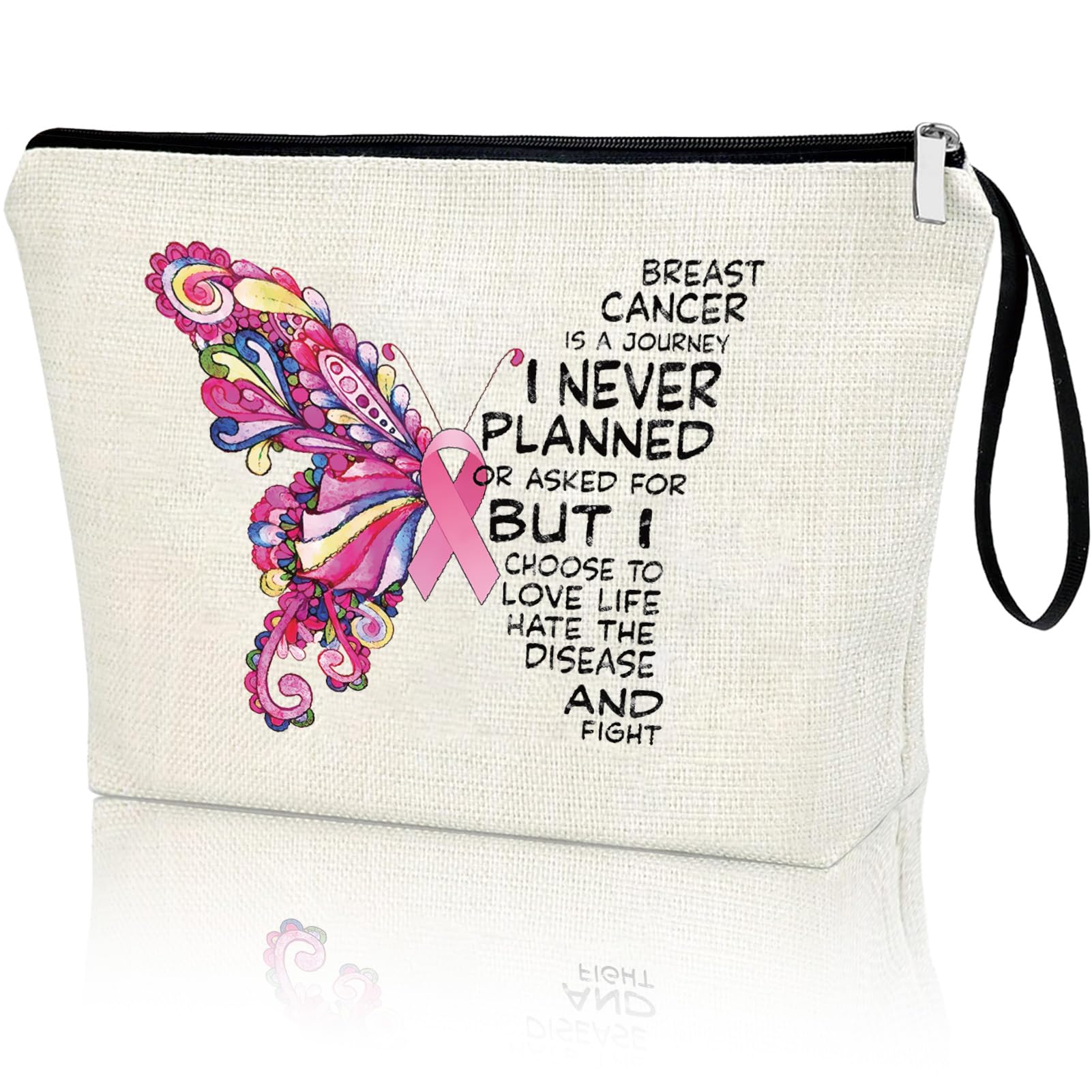 Creakraft Breast Cancer Makeup Bag For Women Breast Cancer Awareness Bag Inspirational Gifts Survivor Incentive Gifts Breast Cancer Care Gifts Chemo