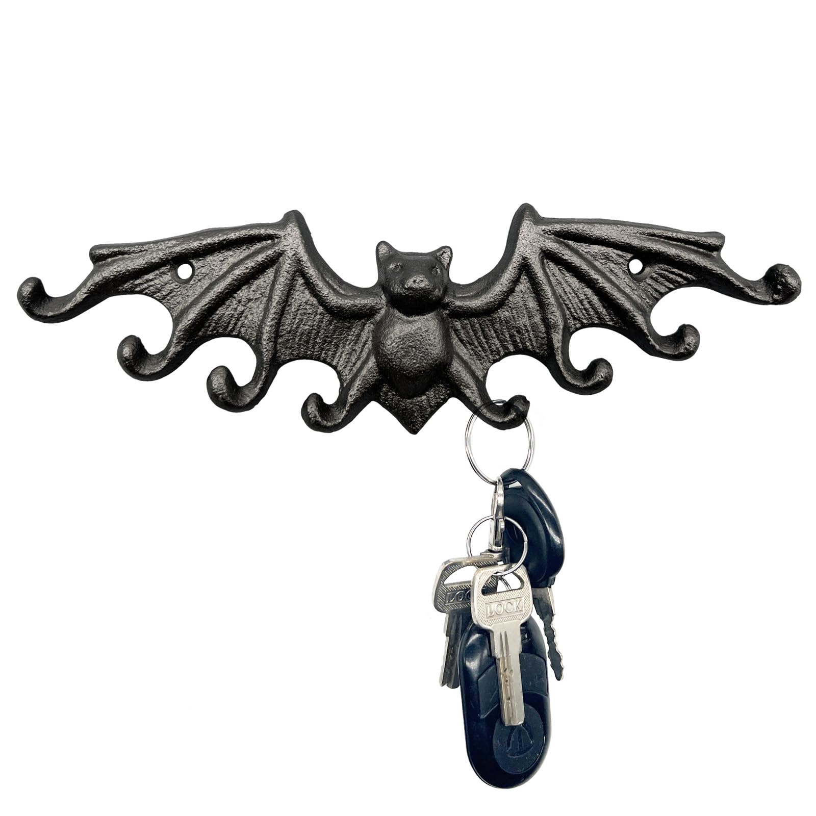 HXTDBY Bat Wall Hooks Gothic Bat Key Hooks Cast Iron Rustic Bat Hooks with Wings Decorative Hooks for Hanging Coats, Towel, Keys, Purse Retro Bat Hook Rack (Black)
