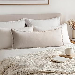 MIULEE Decorative Throw Pillow Covers Neutral Linen Fringe Throw Pillows...
