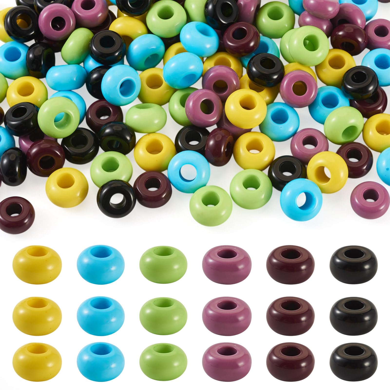 Perles d'espacement acrylique grand trou x140 pour réparer et espacer les fils
